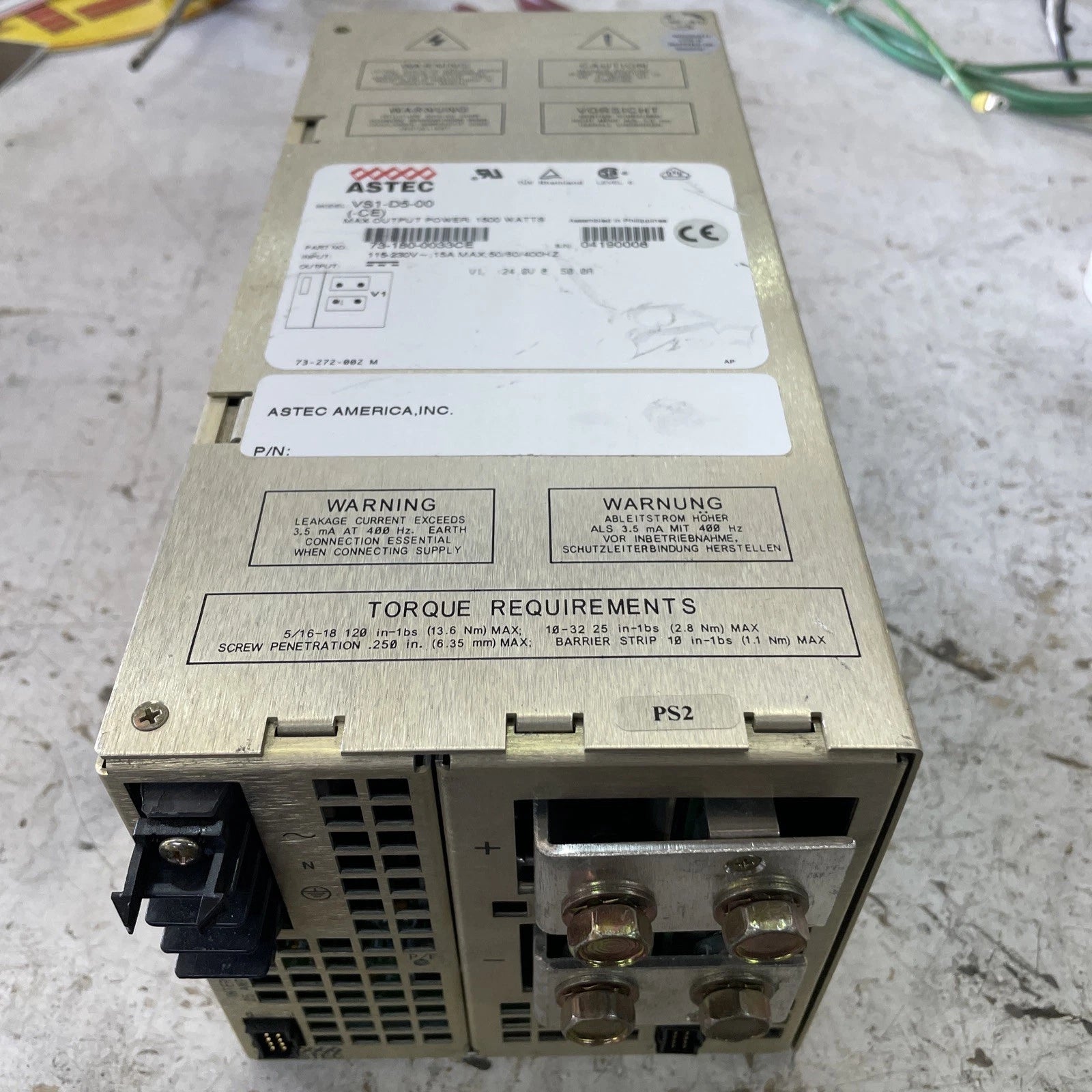 Astec VS1-D5-00 CE 1500W Power Supply. P/N 73-180-0033CE