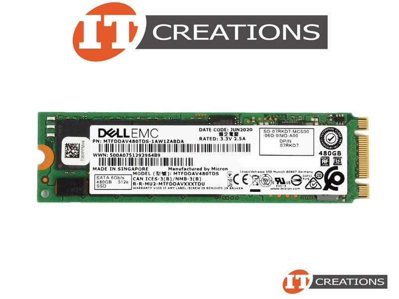 DELL EMC 480GB TLC SATA M.2 2280 ENTERPRISE 12GB/S SOLID STATE DRIVE SSD 7RKD7|317415724119