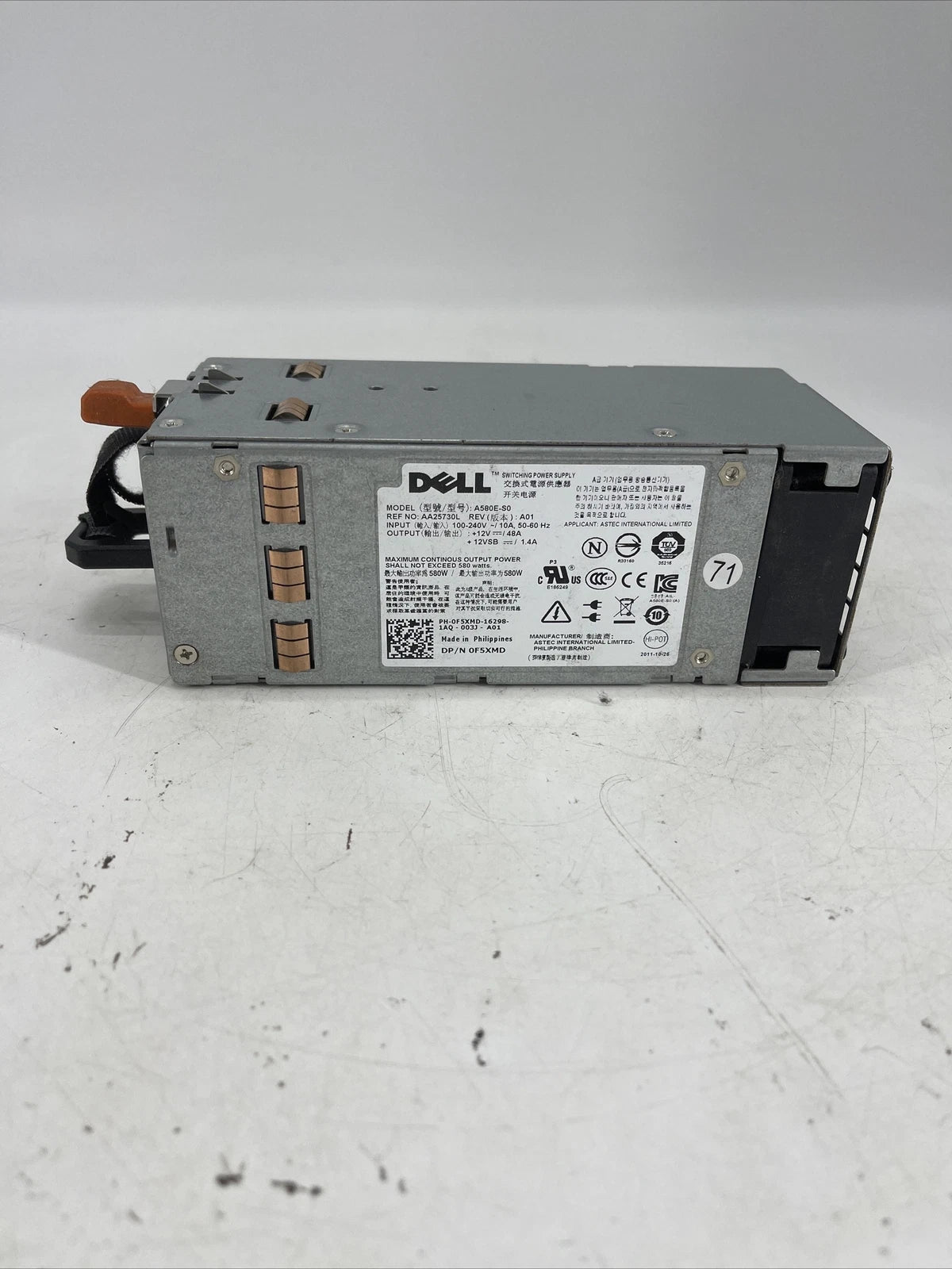 Dell PowerEdge T410 Server 580 Watt Power Supply - 0F5XMD / G686J Model A580E-S0|304307236677