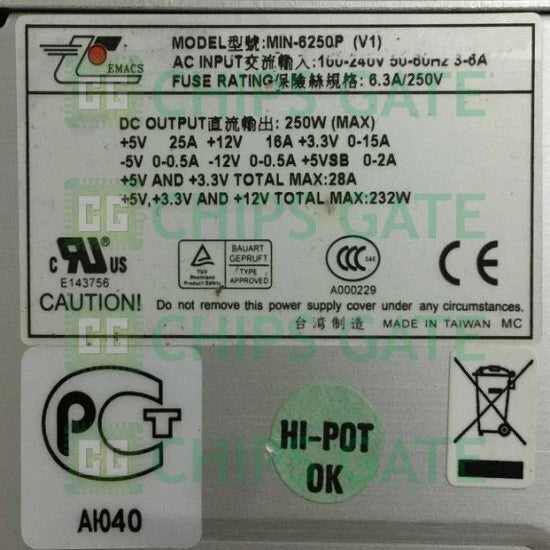 ZIPPY MIN-6250P 250W redundant power supply module Fast Ship