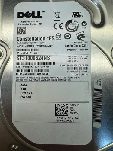 Dell 1TB 7.2K RPM 32MB Cache SATA 3.5" Internal Desktop HDD Hard Drive