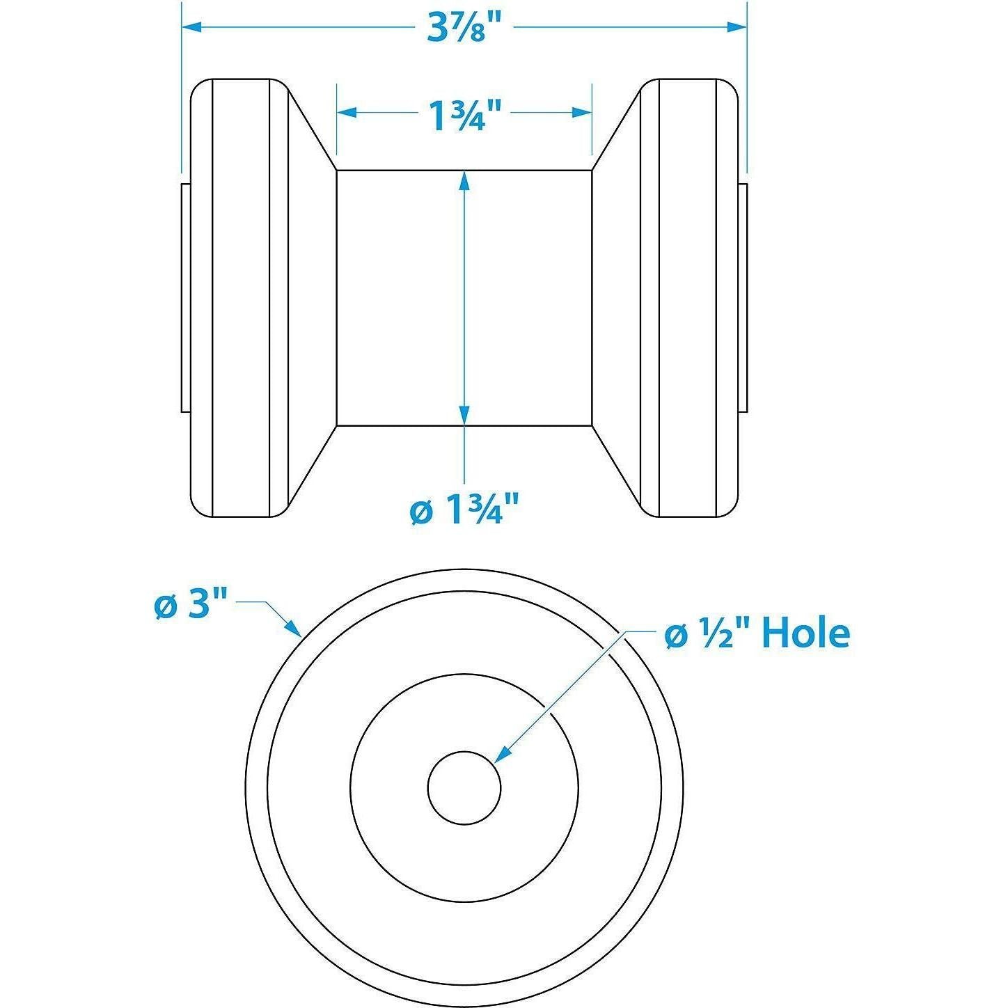 Seachoice 56480 Non-Marking TP Yellow Rubber Spool Roller