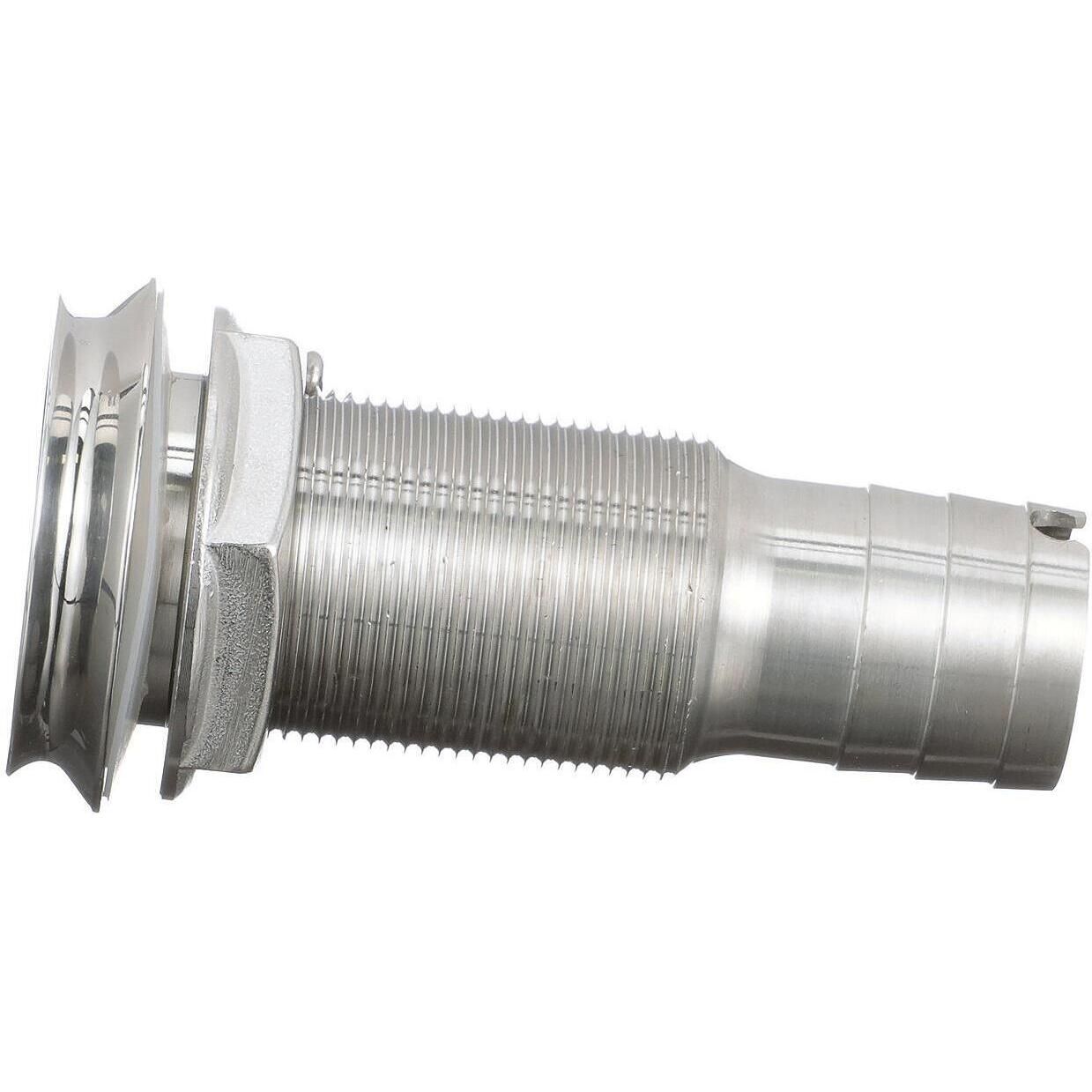 Seachoice 50-18611 Thru Hull Fitting, Mega-Flow Dripless, 316 Stainless Steel, Fits 1" Hose, 1-1/2" Max Hull