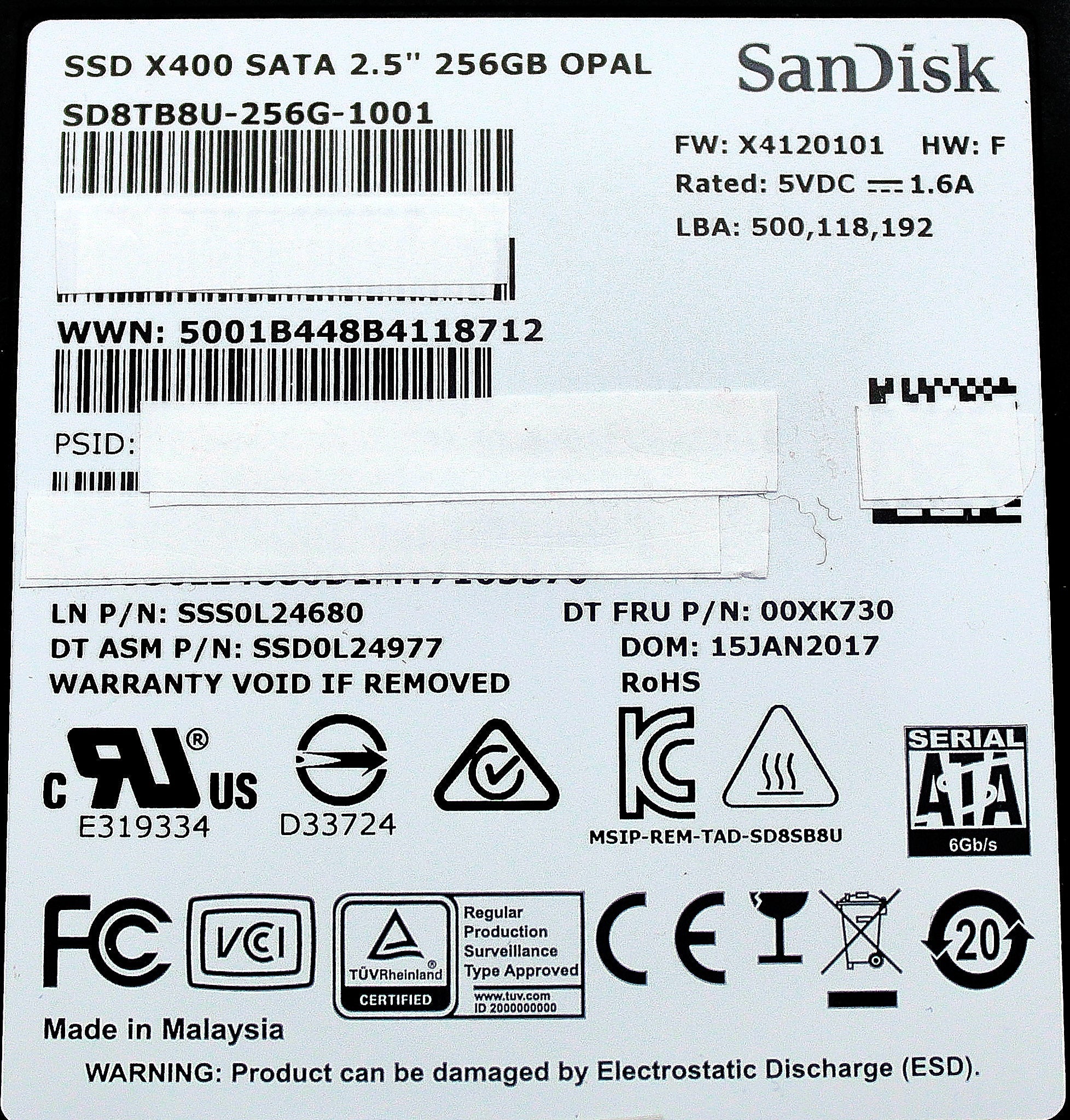 SuperMicro SD8TB8U-256G-1001 1001 X400 256gb 2.5 inch 7mm Sata 00xk730