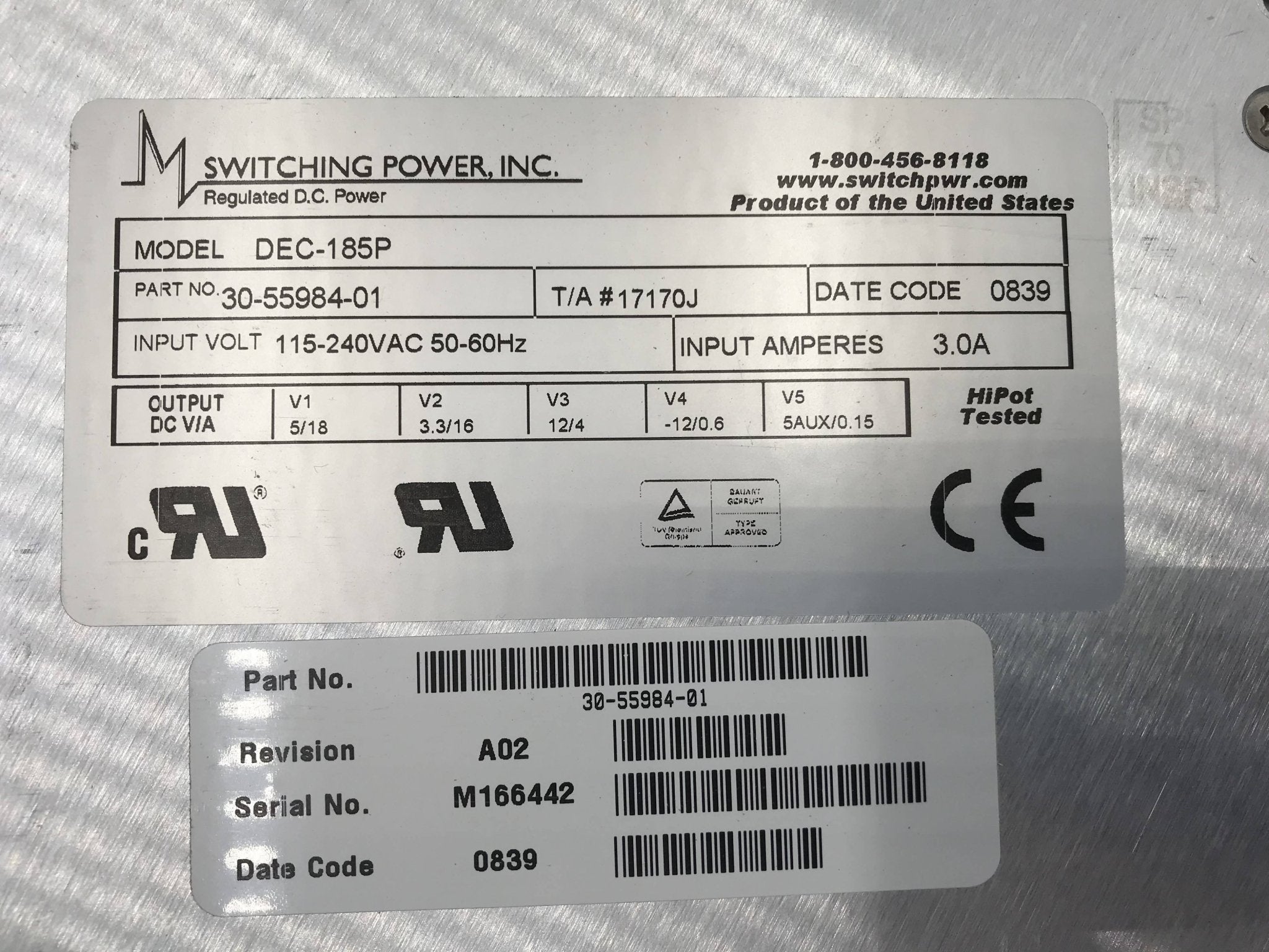 Switching Power Supply (30-55984-01/DEC185P GE