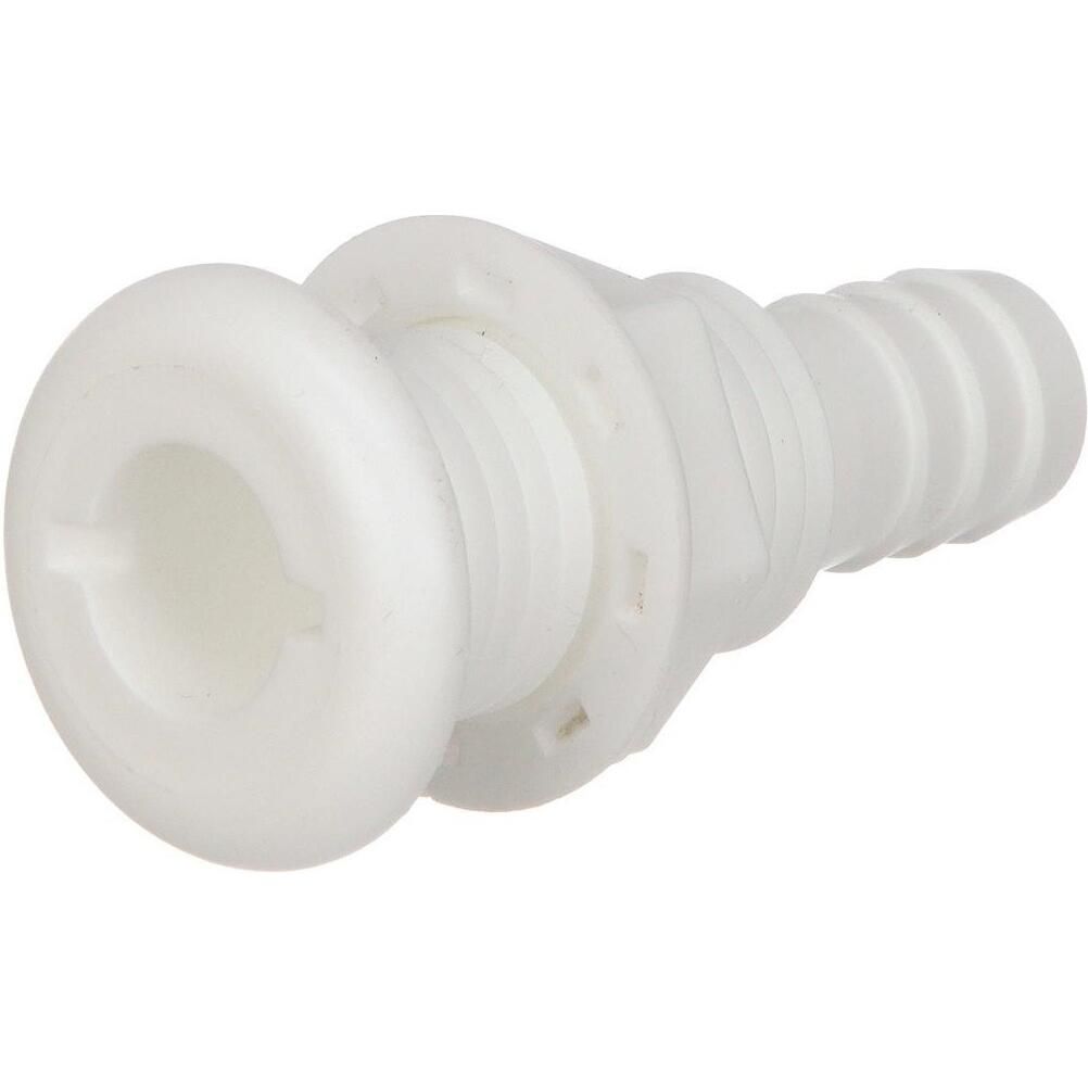 Seachoice 50-18051 Thru-Hull Connector w/ Broad Flange, Fits 3/4 In. ID Hose, 1-1/4 In. Max Hull