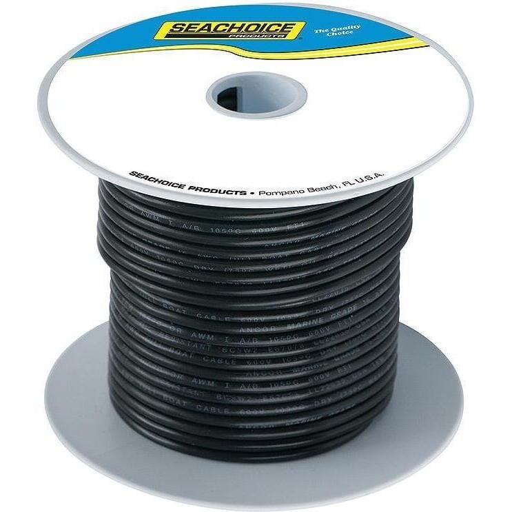 Seachoice 50-63007 Tinned Copper Marine Wire, 2 AWG, Black, 50'