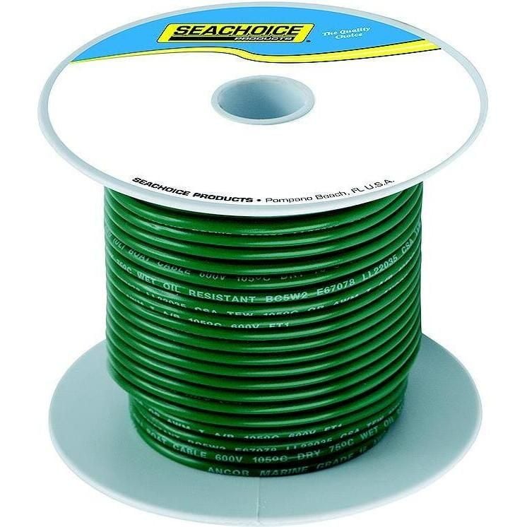 Seachoice 50-63088 Tinned Copper Marine Wire, 12 AWG, Green, 100'