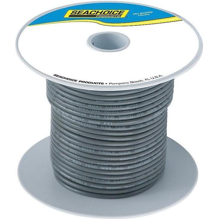 Seachoice 50-63114 Tinned Copper Marine Wire, 14 AWG, Gray, 100'