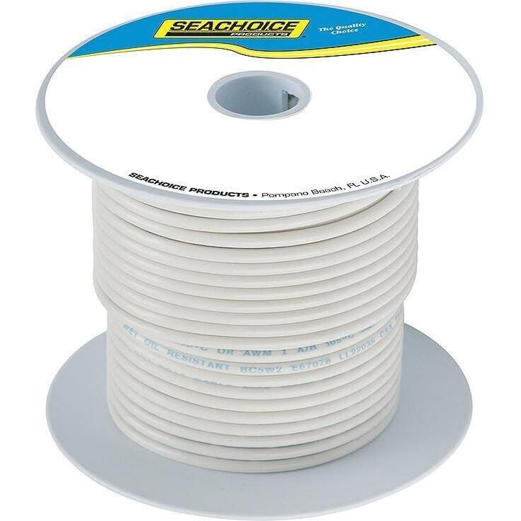 Seachoice 50-63129 Tinned Copper Marine Wire, 16 AWG, White, 100'
