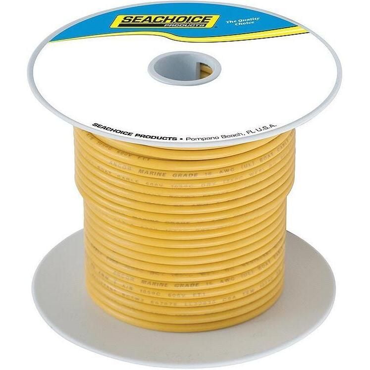 Seachoice 50-63087 Tinned Copper Marine Wire, 12 AWG, Yellow, 100'