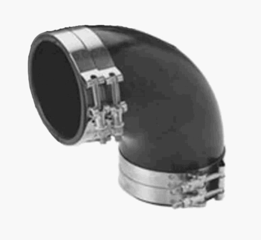 Trident Marine TRL-290-S/S Trident Black Rubber 90° Elbow w/T-Bolt Clamps, 2"