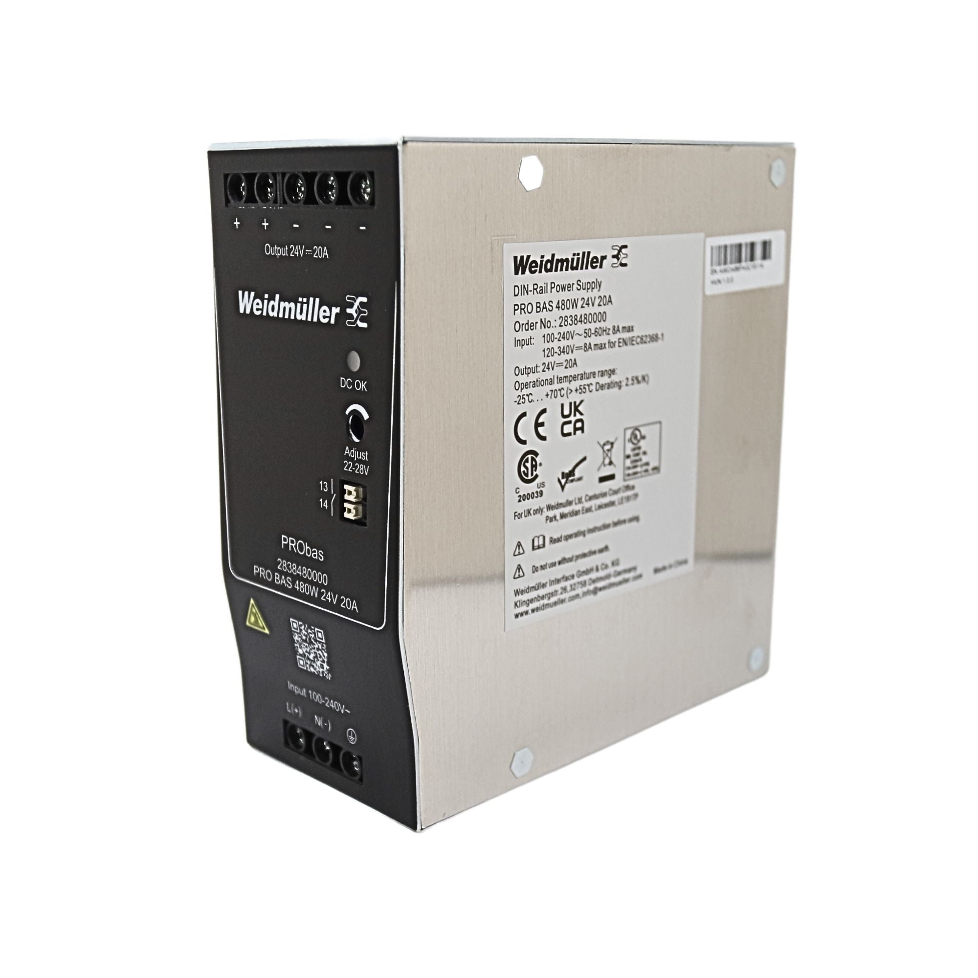 Weidmuller | PRO BAS 480W 24V 20A Power Supply | 2838480000