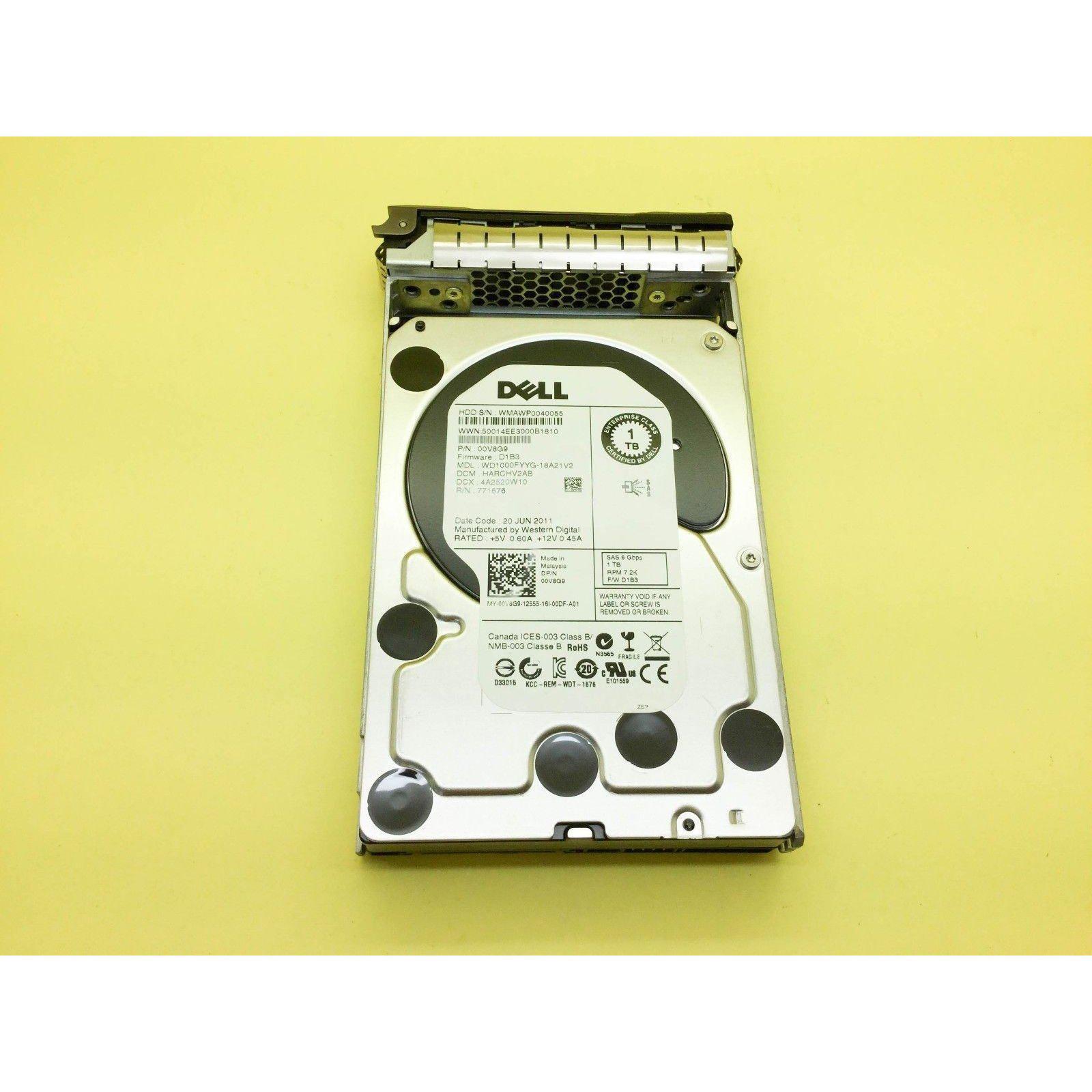 0V8G9 DELL 1TB 7.2K SAS 6Gbps 3.5'' HDD WD1000FYYG 00V8G9 5711045218460 - AloinfoUSA