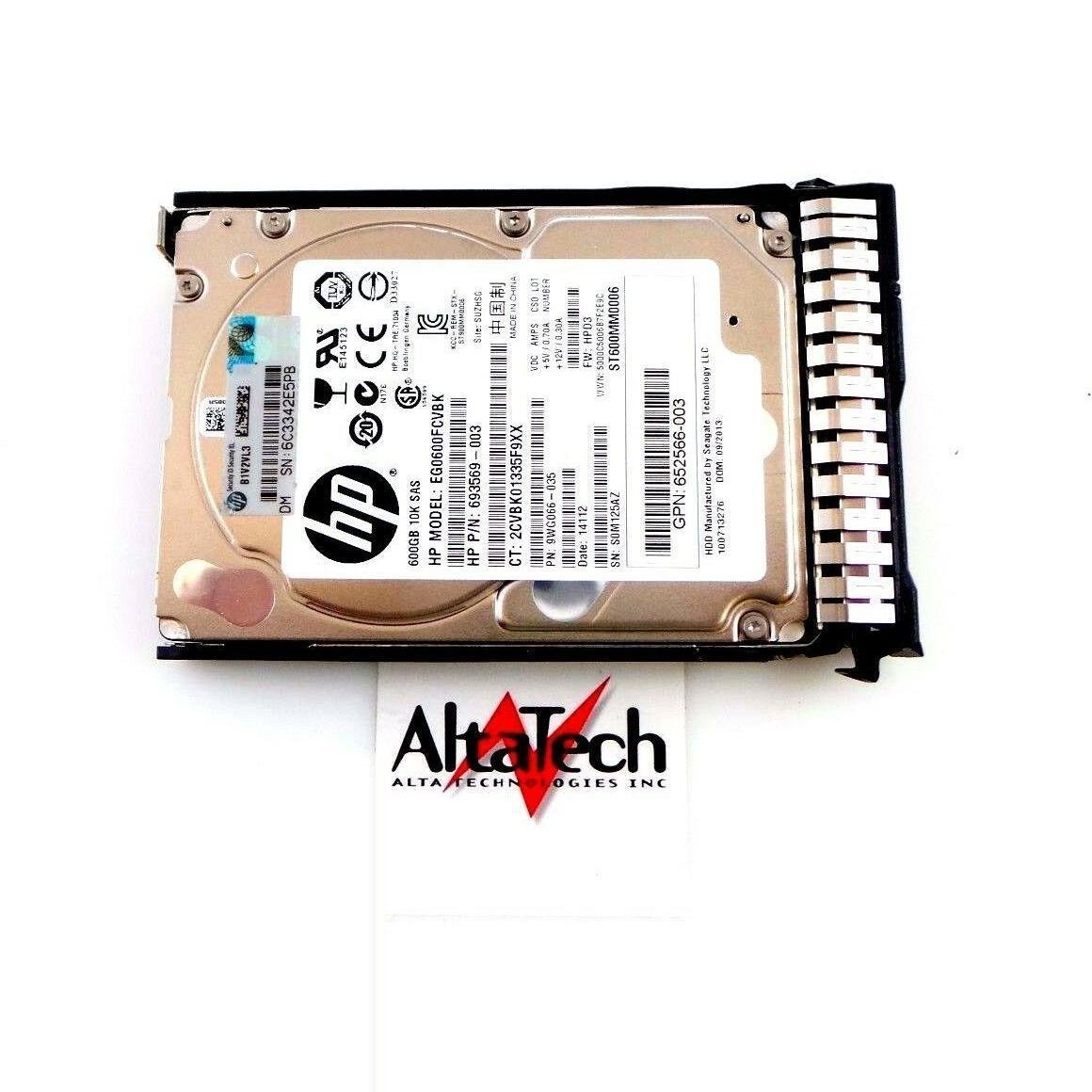652583-B21 | 653957-001 HP 600GB HDD Hard Drive 10K RPM SAS 2.5" 6Gbps - AloinfoUSA