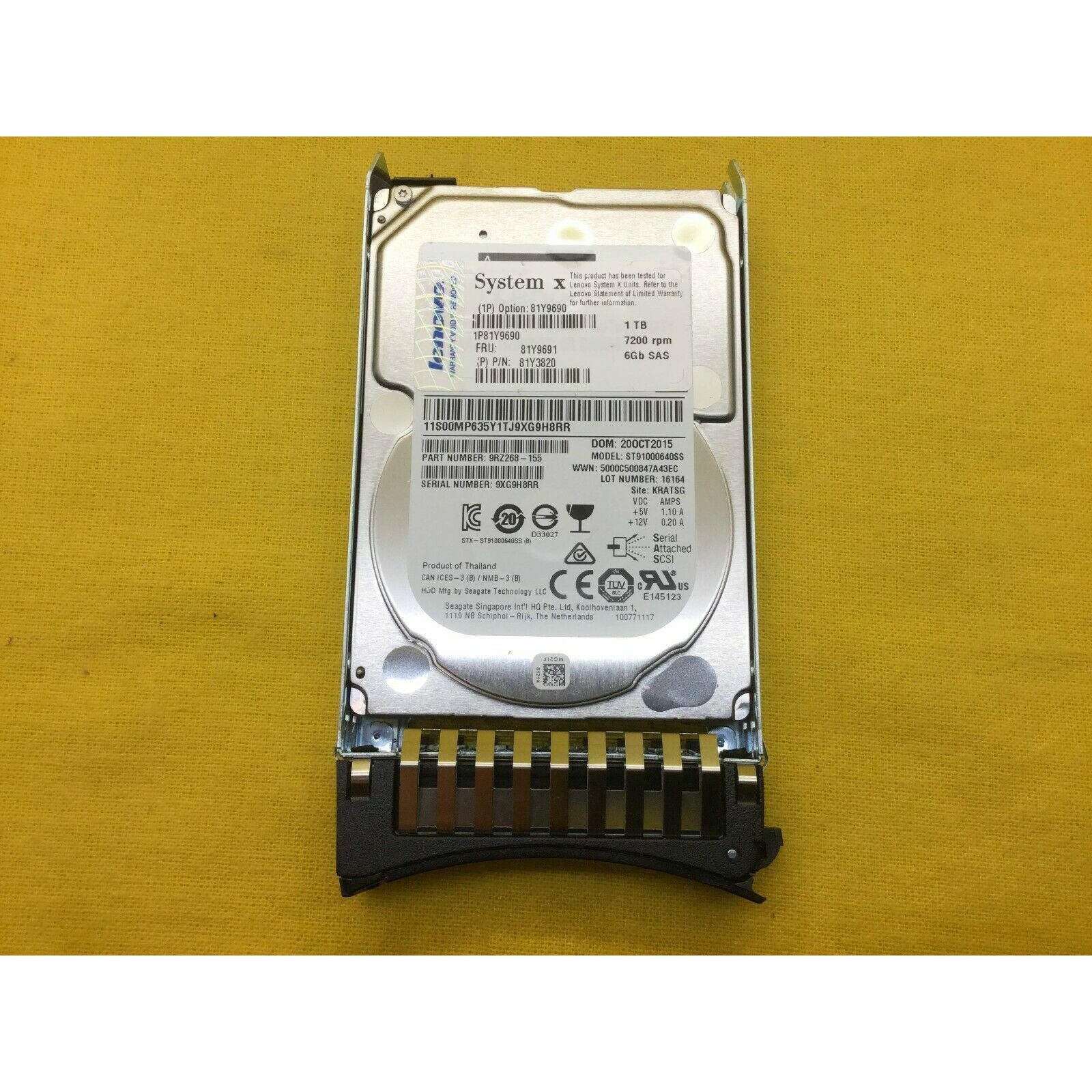 81Y9690 IBM/ Lenovo 1TB 7.2K 6Gbps SAS 2.5" SFF HDD 81Y9691 81Y3820 883436119139 - AloinfoUSA
