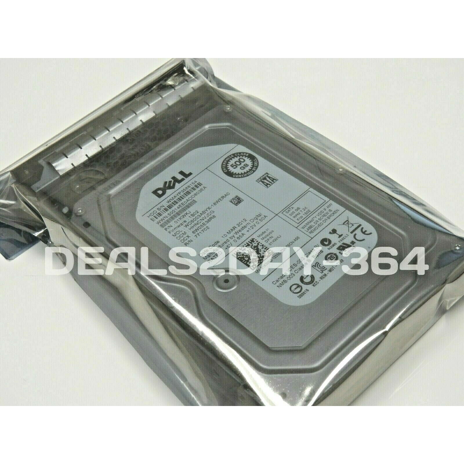 Dell 01KWKJ 500GB 7.2K 3G 64MB 3.5in SATA Drive WD5003ABYX-18WERA0 W/ Caddy 658759013040 - AloinfoUSA