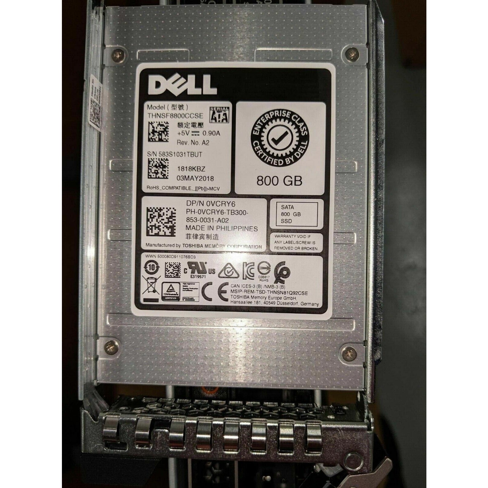 Dell VCRY6 800GB Enterprise 2.5" SATA 6GBPS MLC SSD THNSF8800CCSE - AloinfoUSA