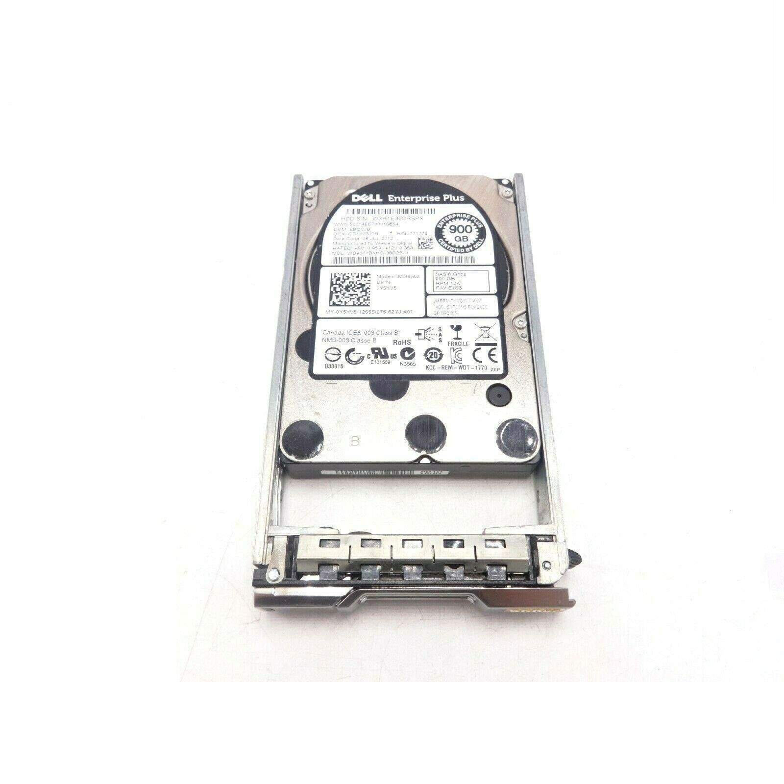 Dell Y5YV5 900GB SAS 2.5" 10k 6GBPS Hard Drive WD9001BKHG 50000C0F0107F368 929133531635 - AloinfoUSA