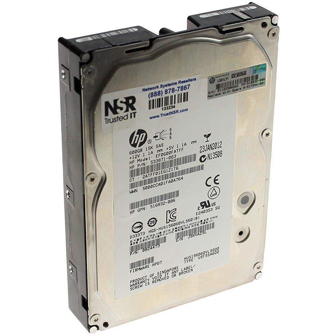 EF0600FATFF HP 600-GB 6G 15K 3.5 DP SAS HDD - AloinfoUSA