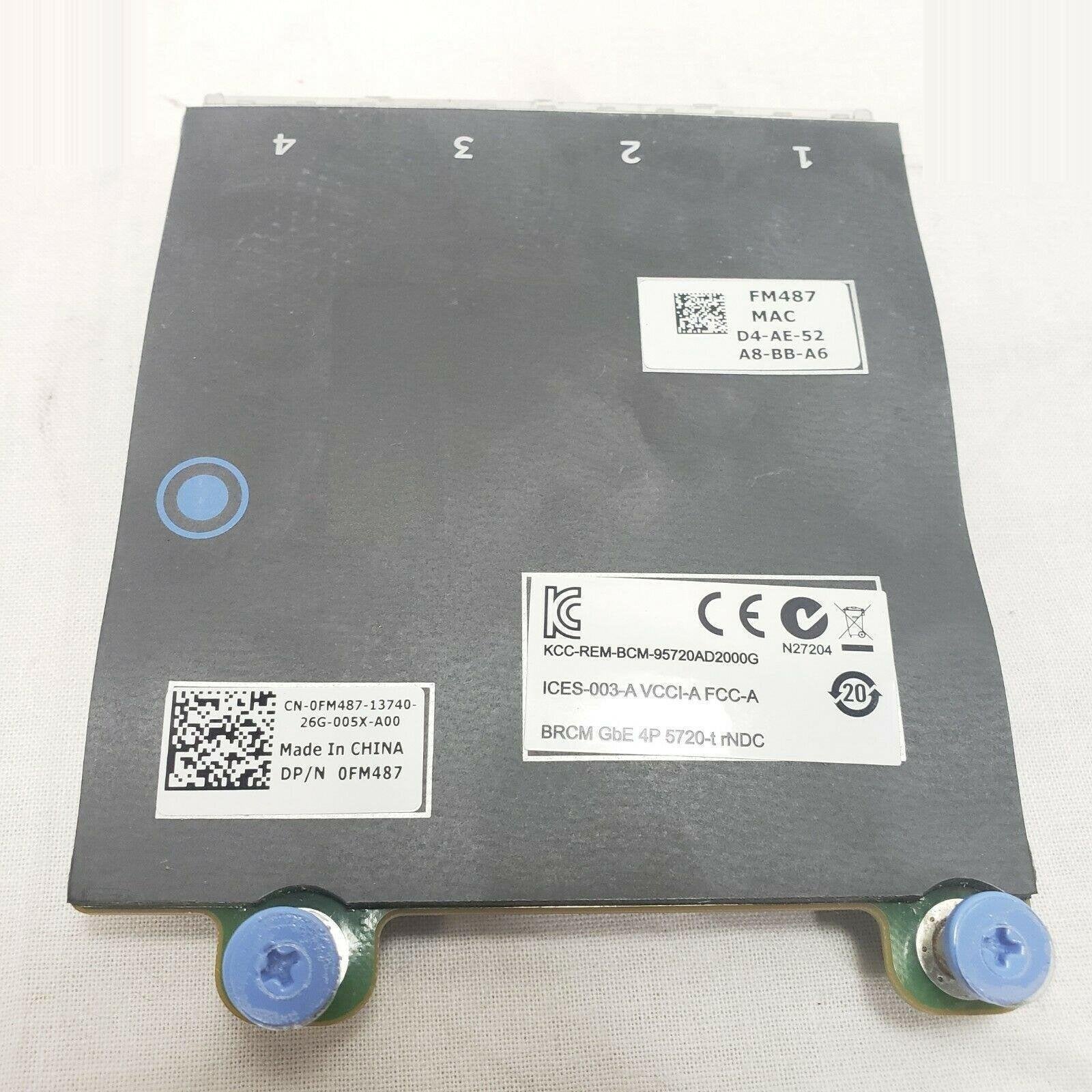 FM487 0FM487 430-4418 DELL BROADCOM QUAD PORT GIGABIT 5720 NETWORK DAUGHTER CARD 619249807280 - AloinfoUSA