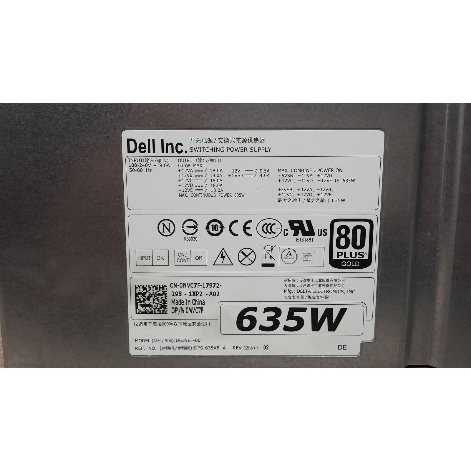 Fonte Dell NVC7F Precision T3600 635W Hot-Plug Workstation Power Supply Delta D635EF-00 DPS-635AB 744430817165 - AloinfoUSA