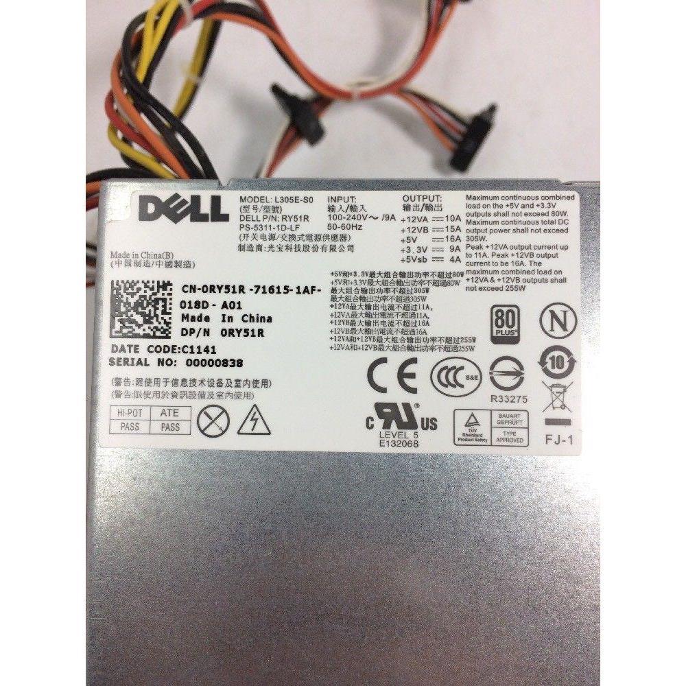 Fonte Dell PowerEdge T110 II 305W Power Supply L305E-S0 RY51R PS-5311-1D-LF L305E-SO - AloinfoUSA