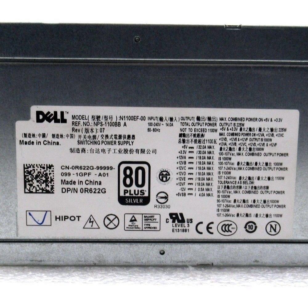 Fuente Dell R622G Precision T7500 PSU 1100W Watt Server Power Supply N1100EF-00 0R622G - AloinfoUSA
