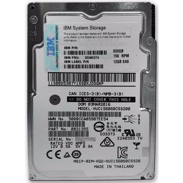 HD 600GB SAS 15k RPM 2.5" 12G para IBM Storewize 00AK374 - AloinfoUSA