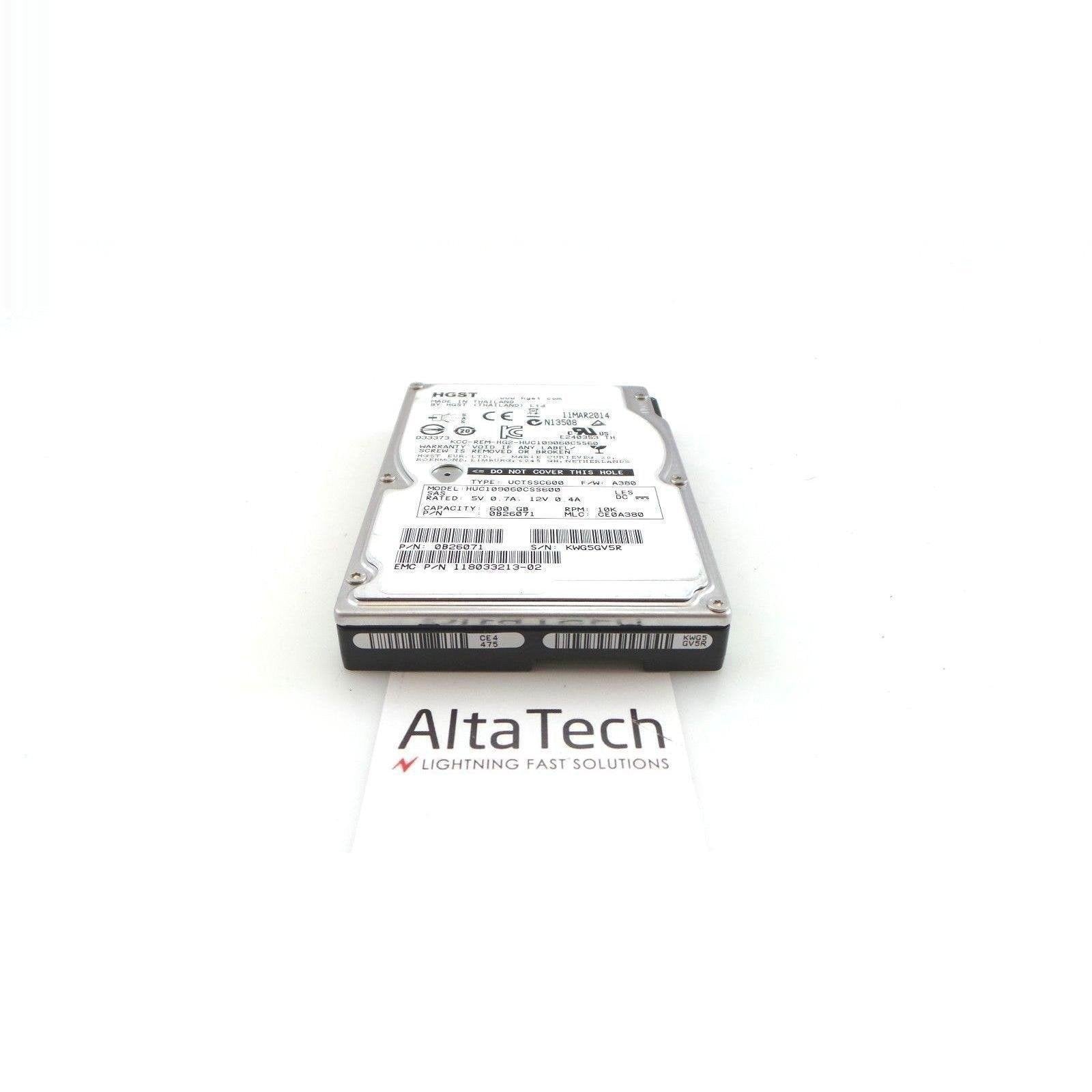Hitachi 0B26071 HGST EMC VNX 600GB 10K SAS 2.5" 6G HDD 005050344 - AloinfoUSA