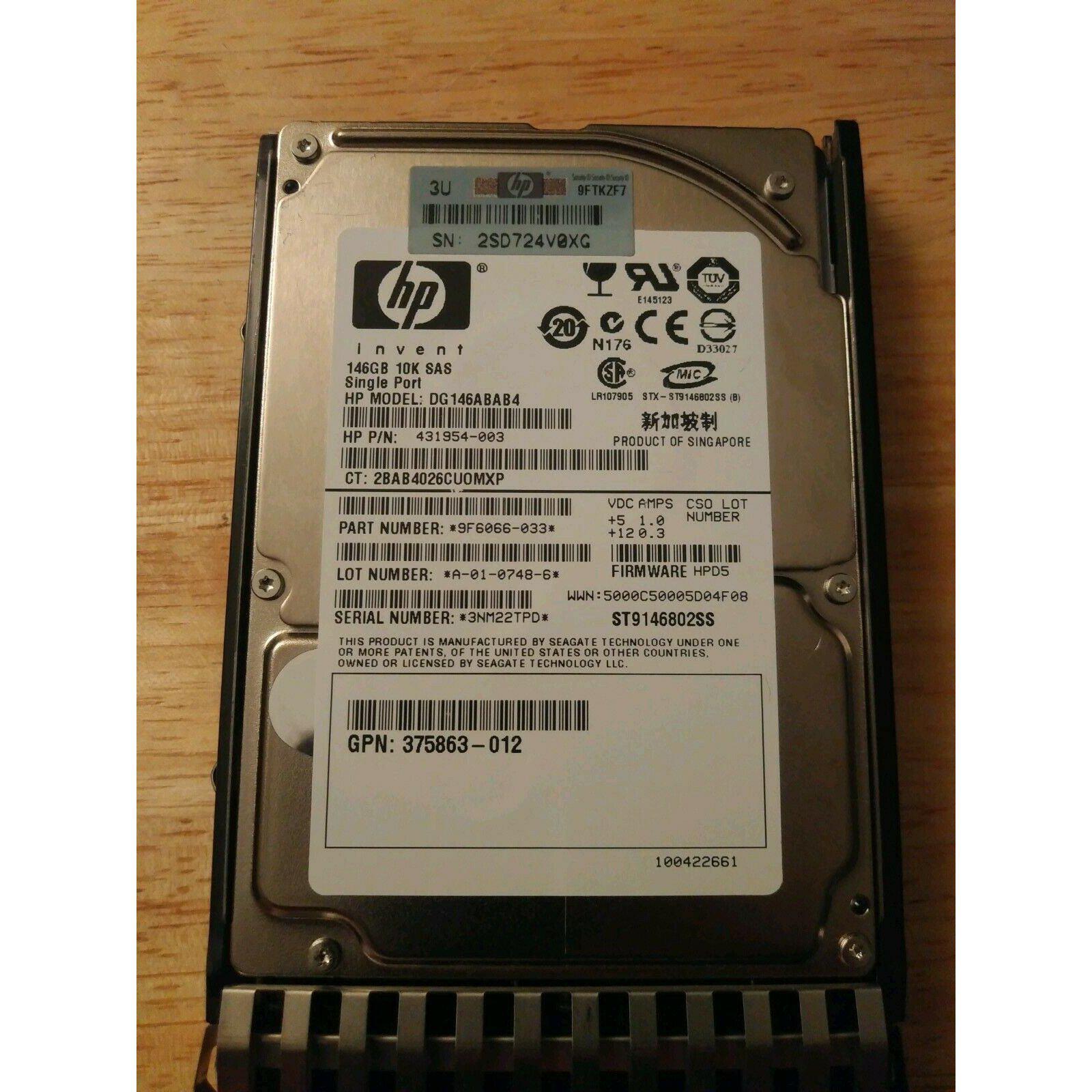 HP 146GB 2.5″ 10K SAS HDD 431954-003 418399-001 432320-001 430165-003 SERVER HDD 102645800738 - AloinfoUSA