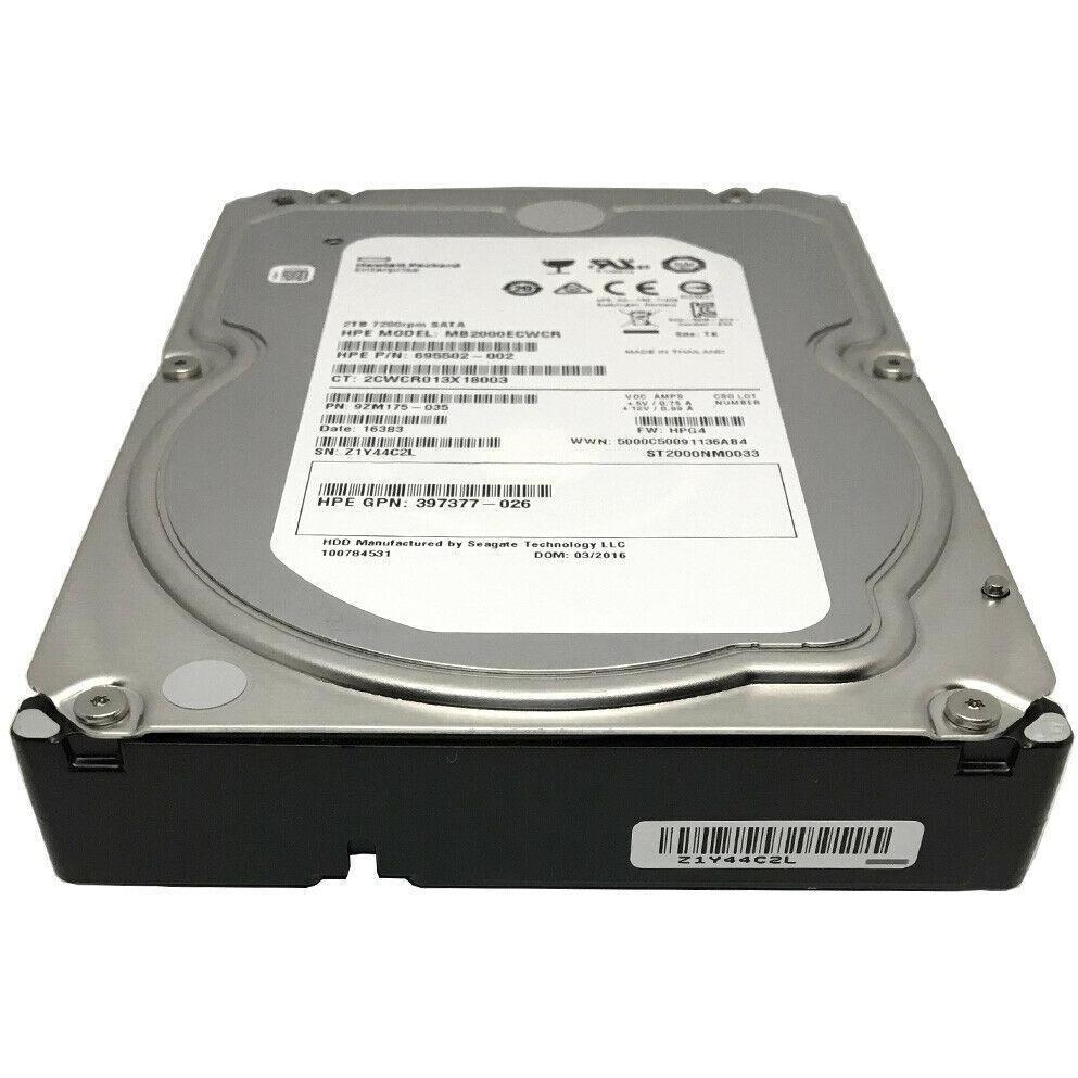 HP / Seagate 2TB ST2000NM0033 7200RPM 128MB Cache SATA 6Gb/s 3.5" Enterprise HDD 763649030042 - AloinfoUSA