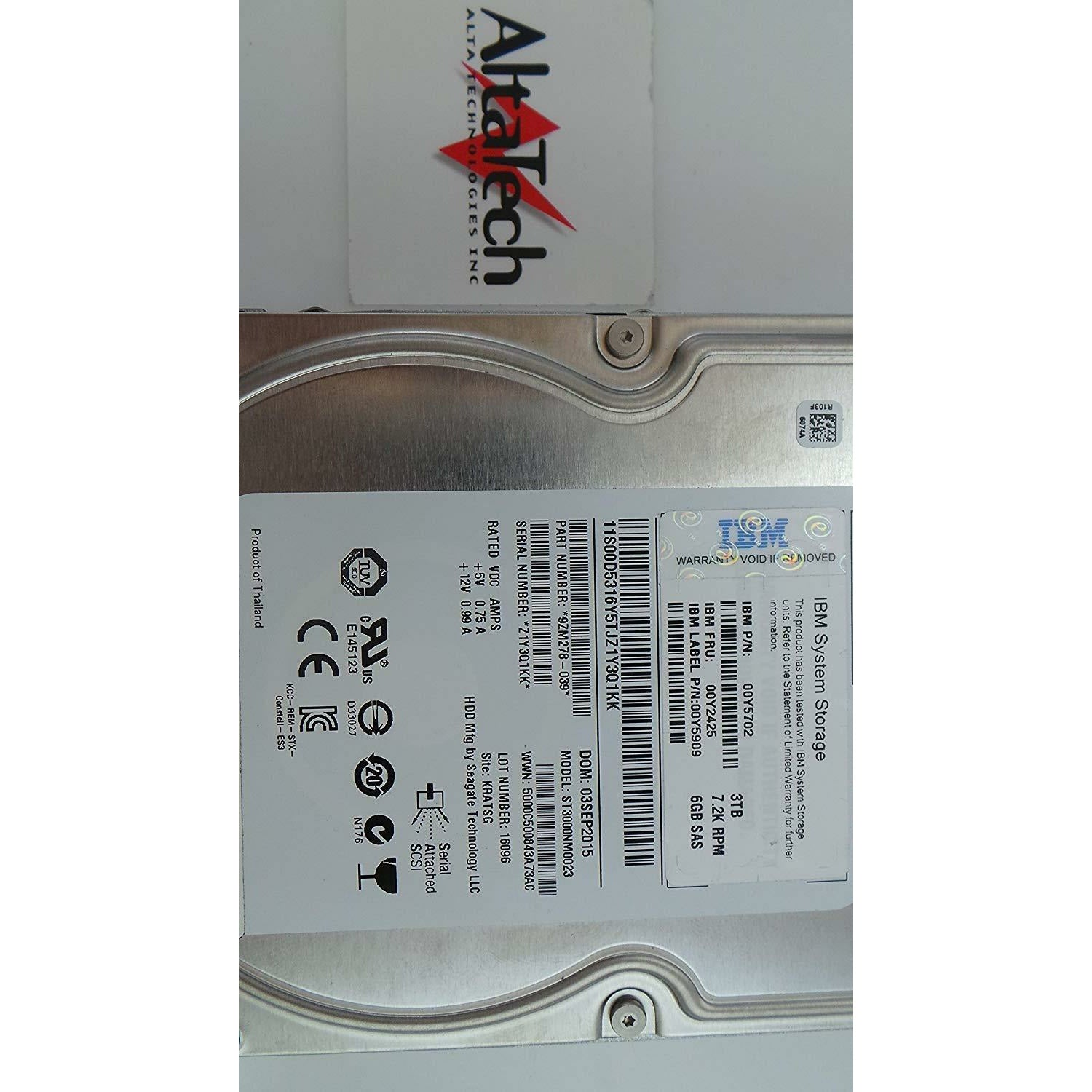 IBM 00Y2425 - IBM 3 TB 3.5 Internal Hard Drive - Near Line SAS (NL-SAS) - 720 - AloinfoUSA