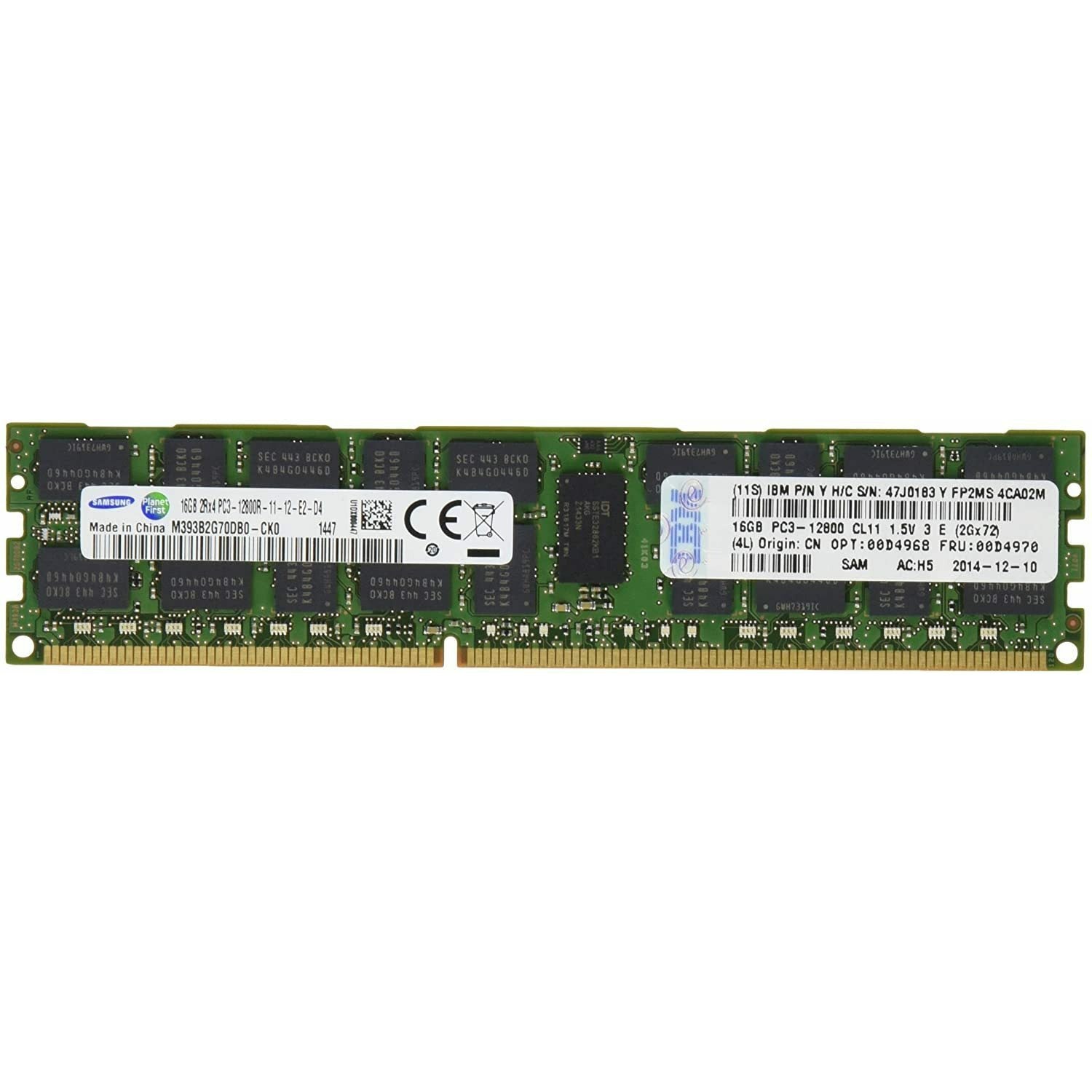 IBM 16GB (1X16GB) PC3-12800 CL11 ECC DDR3 SDRAM RDIMM Server Memory 00D4968 (Renewed) - AloinfoUSA