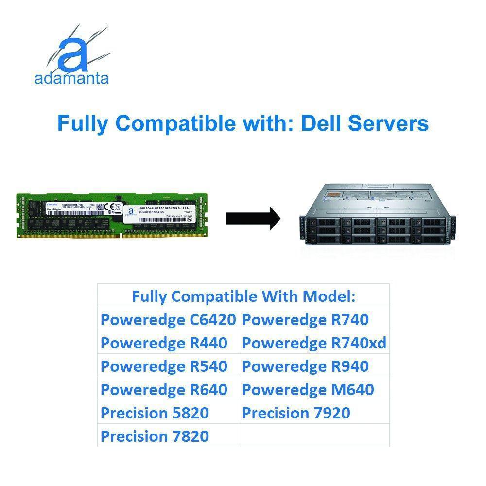 Memoria 16GB (1x16GB) Server Memory Upgrade Compatible Dell Poweredge, Precision & HP Proliant Servers Samsung Original DDR4 2666MHZ PC4-21300 ECC Registered Chip 2Rx4 CL19 1.2v DRAM RAM-FoxTI