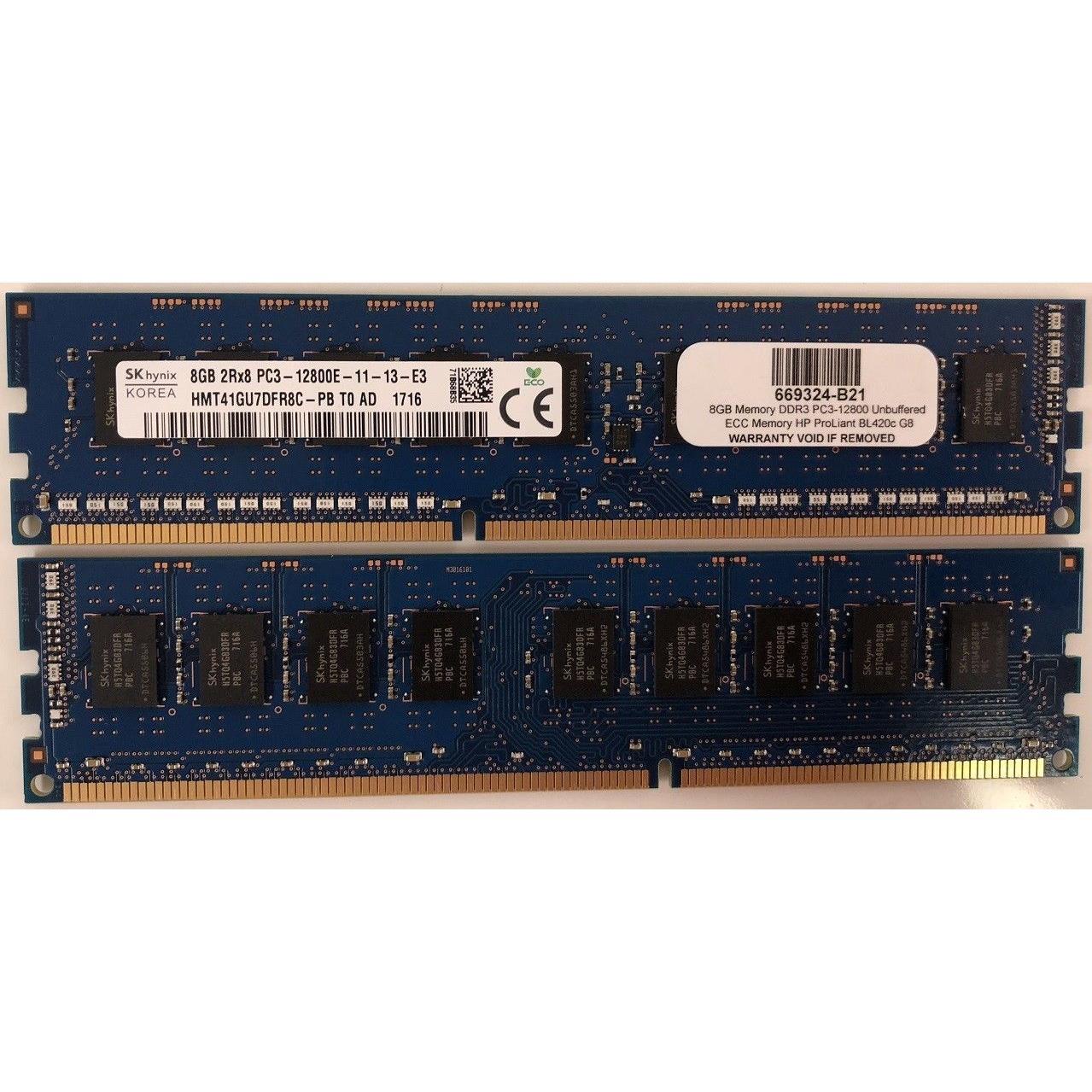 Memoria 669324-B21 8GB Memory DDR3 PC3-12800 Unbuffered ECC Memory HP ProLiant BL420c G8 - AloinfoUSA