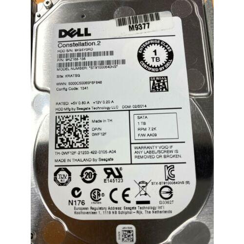 Disco WF12F / 9KW4J DELL 1TB 7.2K 6GBPS SATA 2.5'' HDD HARD DRIVE ST91000640NS - MFerraz Tecnologia
