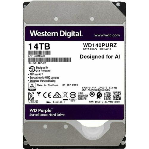 WD Purple 14TB Surveillance 7200 RPM SATA III 512MB 3.5" Internal HDD WD140PURZ - MFerraz Tecnologia