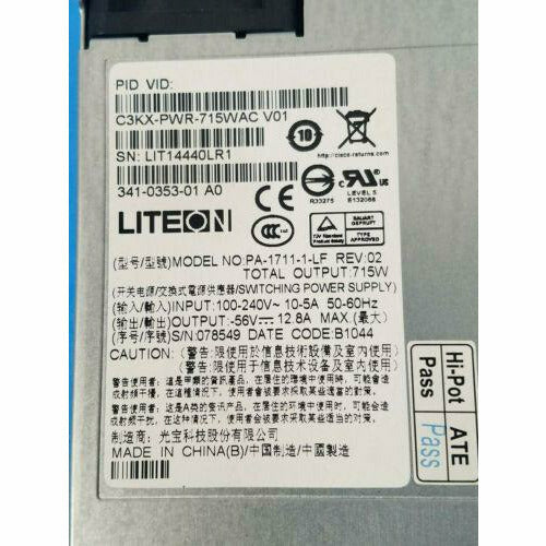 Fonte LITEON PA-1711-1-LF POWER SUPPLY PID: C3KX-PWR-715WAC V01 - MFerraz Tecnologia