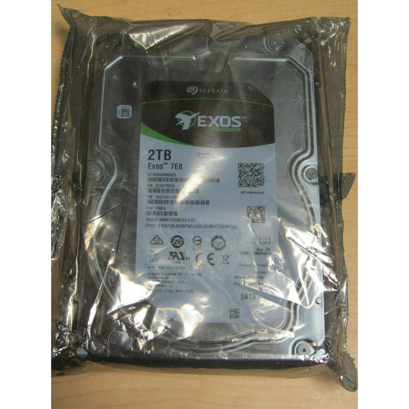 Seagate ST2000NM0055 2TB 3.5" Internal Hard Drive EXOS 7E8 ENTERPRISE SATA 763649070789 - AloinfoUSA
