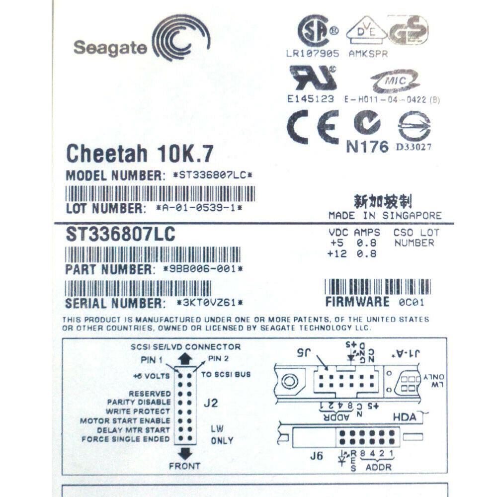 Seagate ST336807LC Cheetah 10K.7 36GB Hard Drive 3.5" Ultra 320 SCSI 10K RPM 102646276808 - AloinfoUSA