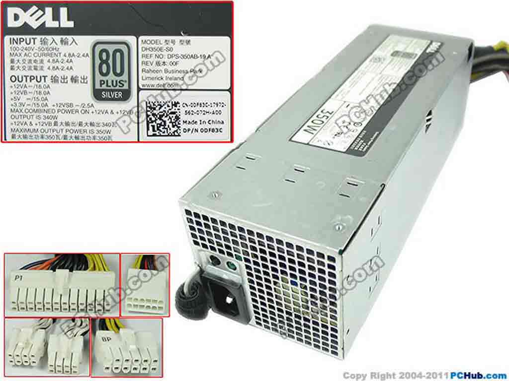 173404 Dell PowerEdge T320 Server - Power Supply 350W, DH350E-S0, DPS-350AB-19 A, 0DF83C Dell PowerEdge T320 Server - Power Supply