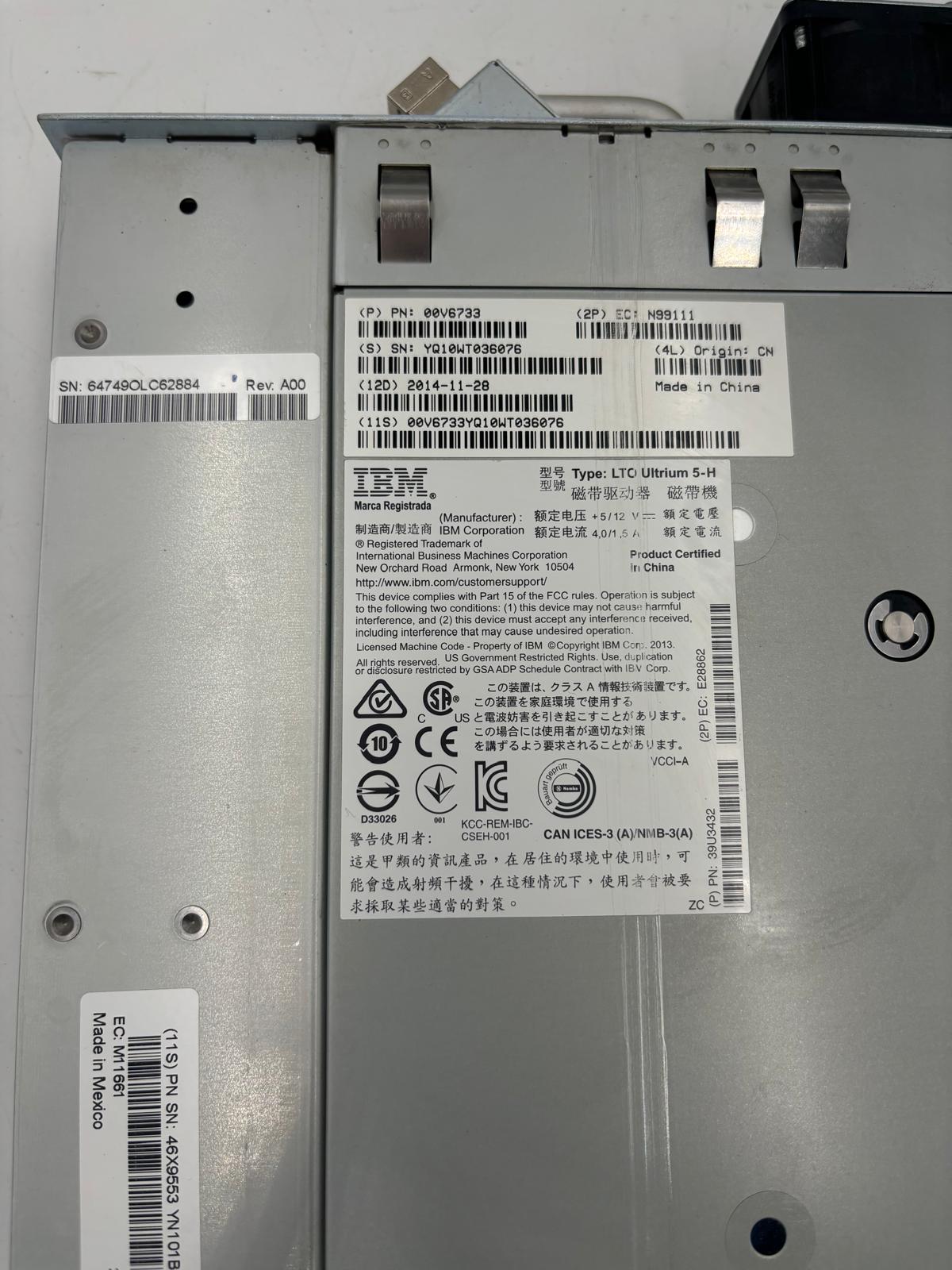 IBM 3573-8248 LTO5 HH FC Library Tape Drive 00V6733 39U3432 46X9553