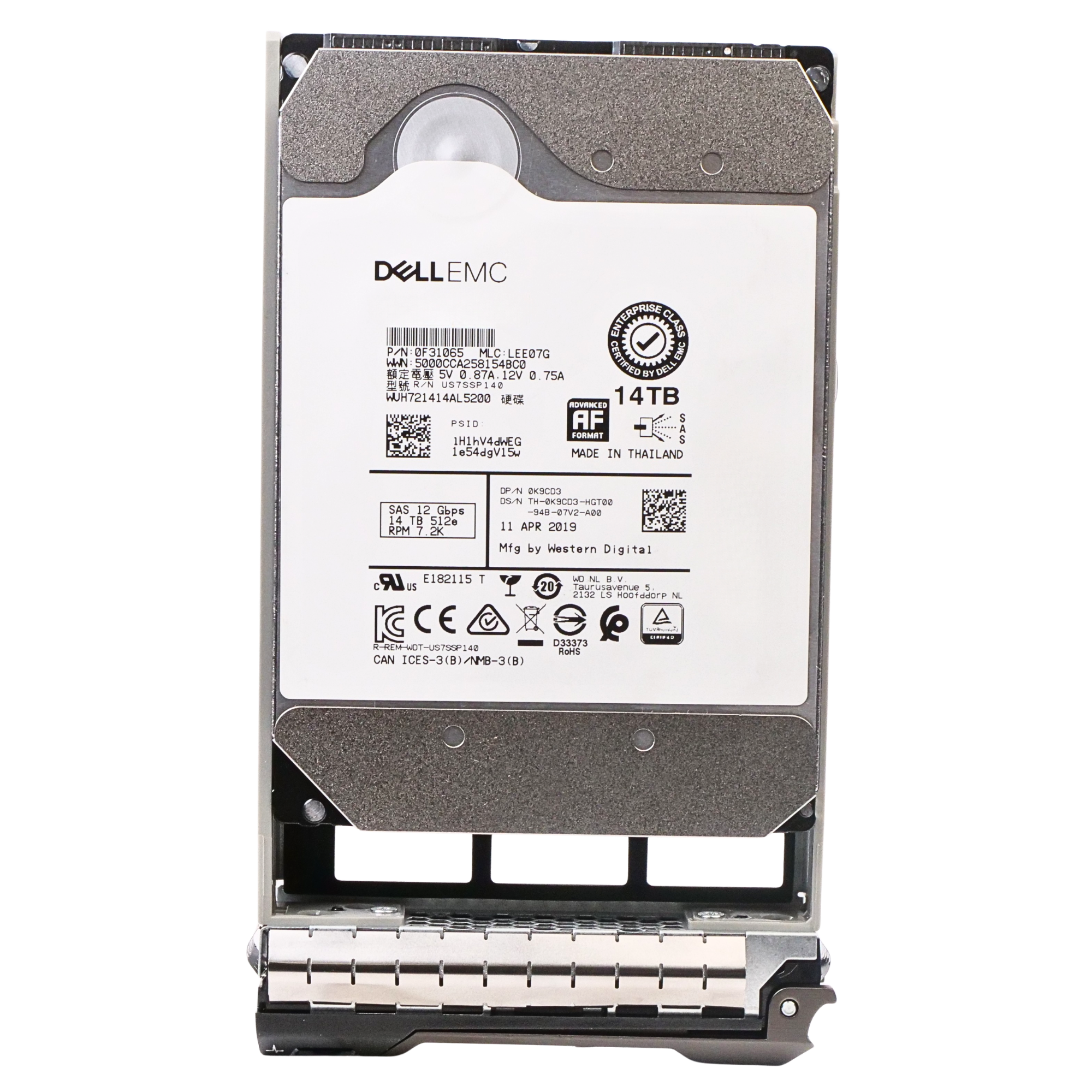 Dell G13 0K9CD3 14TB 7.2K RPM SAS 12Gb/s 512e 512MB 3.5in HDD
