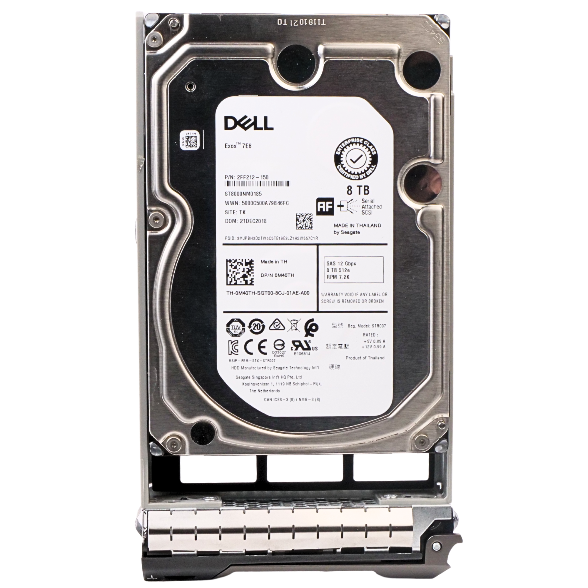 Dell G13 VFP4M 8TB 7.2K RPM SAS 12Gb/s 512e 256MB 3.5in Recertified HDD