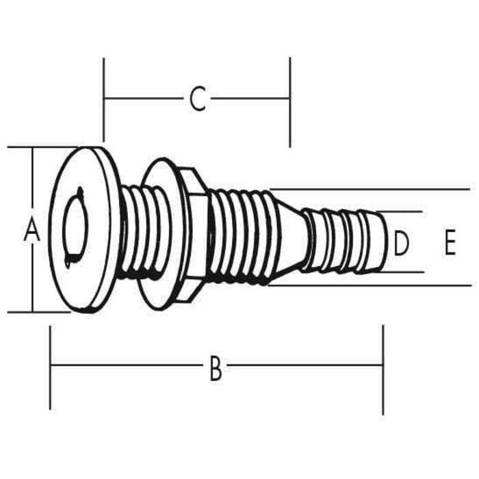 TH Marine TH-1502XL-DP Thru Hull 1-1/2" Long