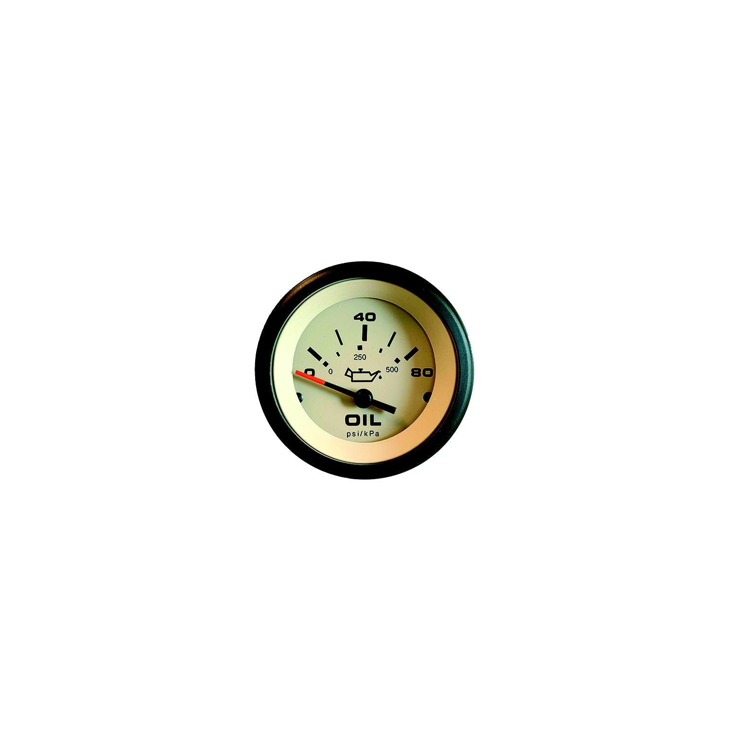 Sierra 59705P Sahara Series Oil Gauge, 2" Black & Tan, 0-80 PSI Dial, Requires "C" Sender Code