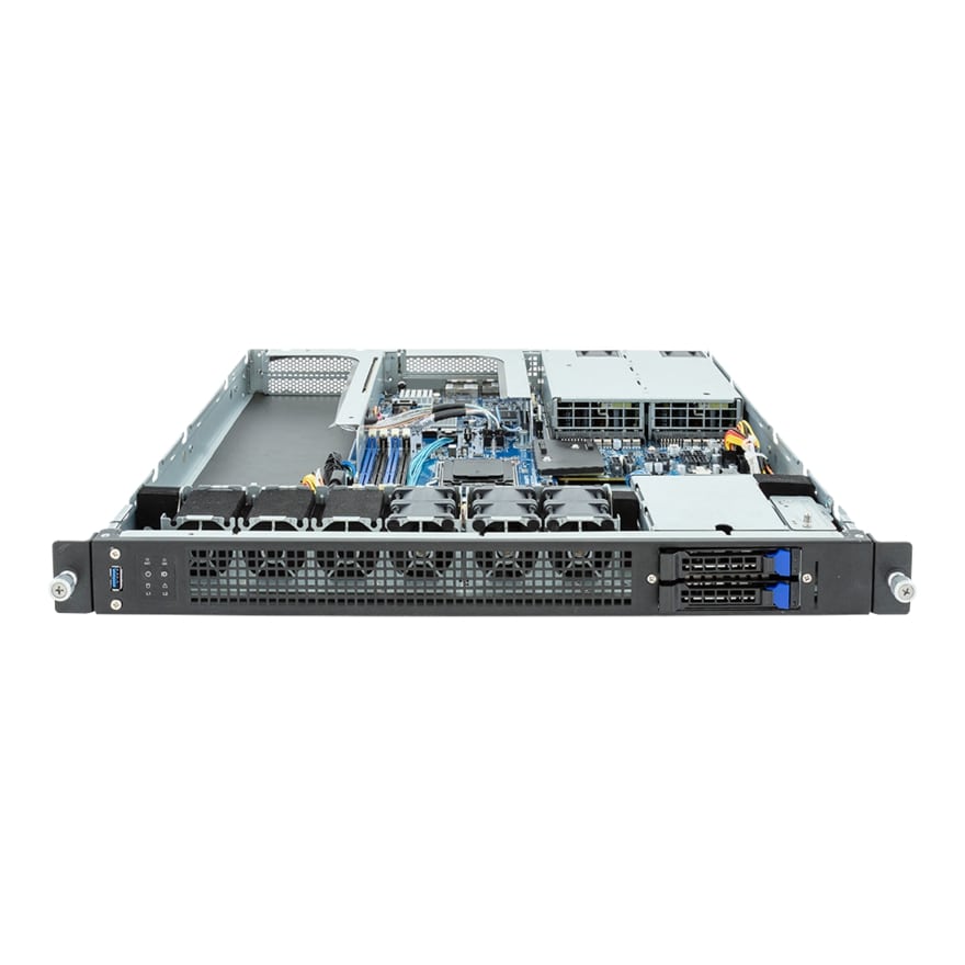 Gigabyte E133-C10 1U Rackmount Single AMD Ryzen 7000 Series Server - Short Depth - 2x Hot-Swap Bays - Redundant PSU