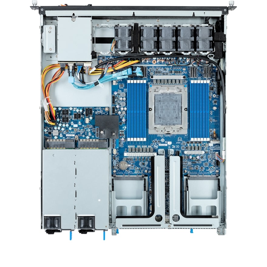 Gigabyte E163-Z30 1U Rackmount Single Socket 4th Gen AMD GENOA Server - Short Depth Edge Platform - 2x Hot-Swap Bays - Redundant PSU