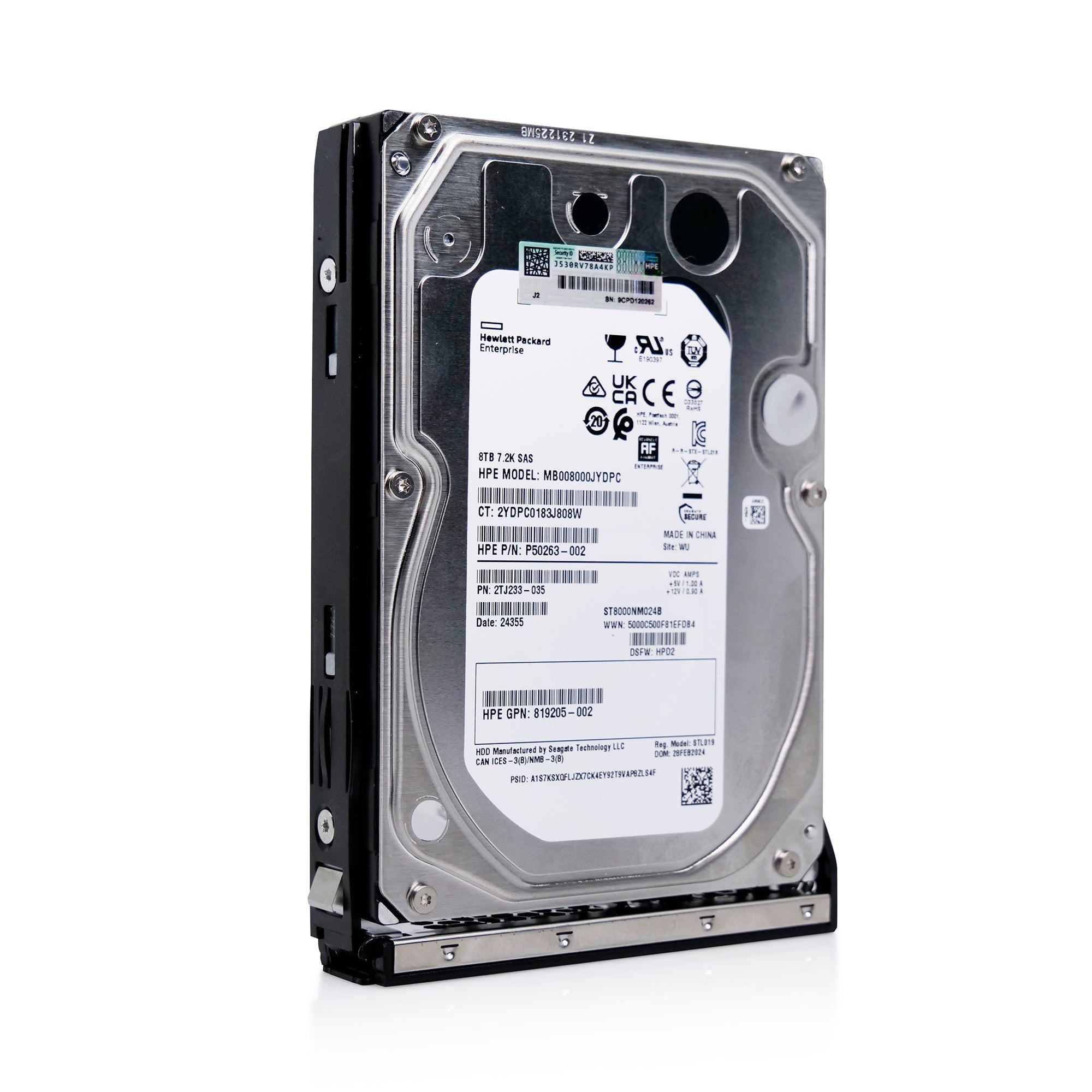 HP Generation 10 P50263-002 8TB 7.2K RPM SAS 12Gb/s 512e 3.5in Refurbished HDD